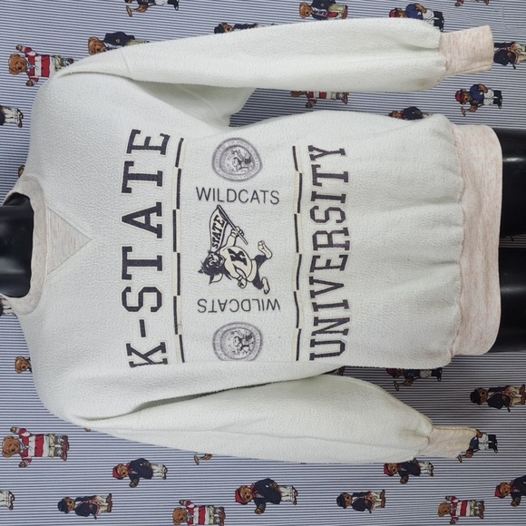 Vintage 80's Kansas State University reverse weave white & purple XL sweatshirt - Picture 2 of 10